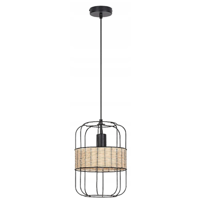 Indiana pendant lighting black with wooden detail, , medium
