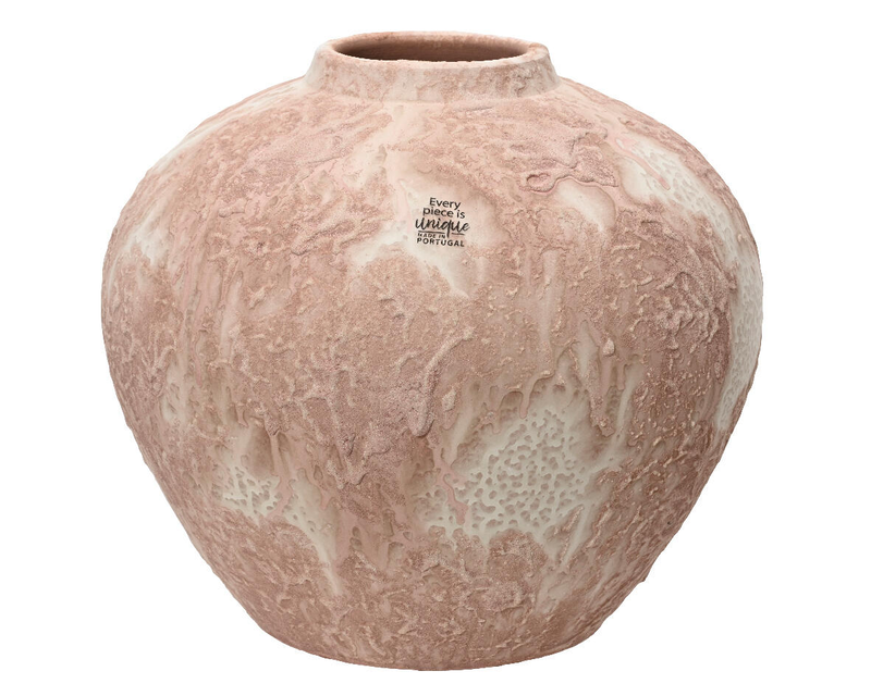 Vase terracotta sand finish pink - large-null