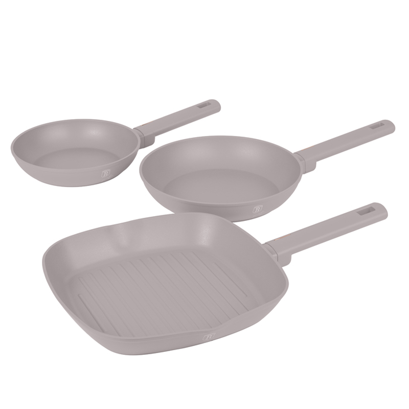 Product image: Berlinger haus σετ τηγάνια 3 τεμ και γκριλ με αντικολλητική επίστρωση, taupe collection bh-8109, , medium-null