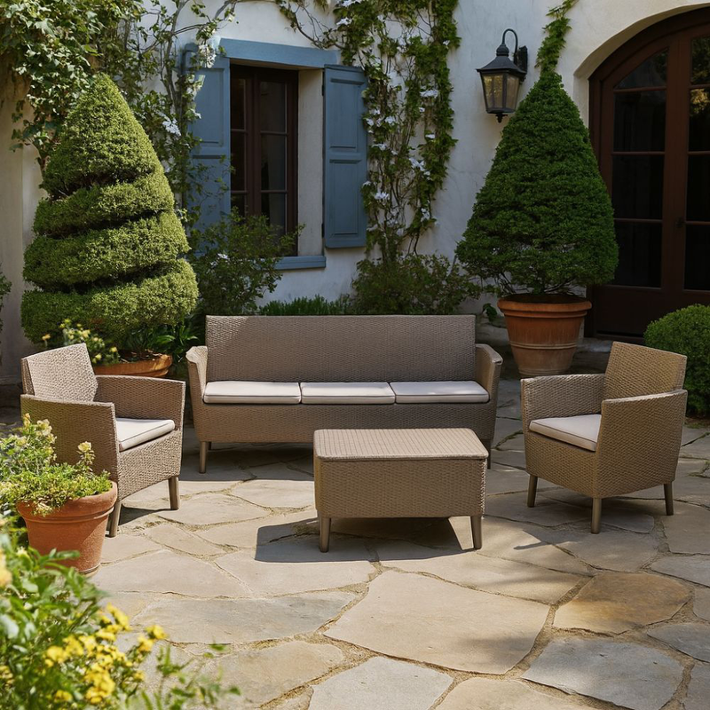 Product image: Keter salemo σετ μπαλκονιού με 2 καρέκλες, τριθέσιο καναπέ και τραπέζι αποθήκευσης σε χρώμα cappuccino, , medium-null