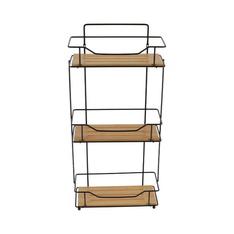Tendance metal and bamboo triple rectangular shelf - bamboo, , medium image number null