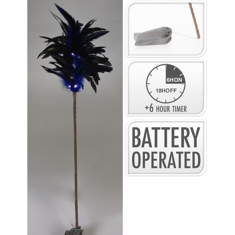 Decorative feather flower branch with led 80cm - blue, , medium image number null
