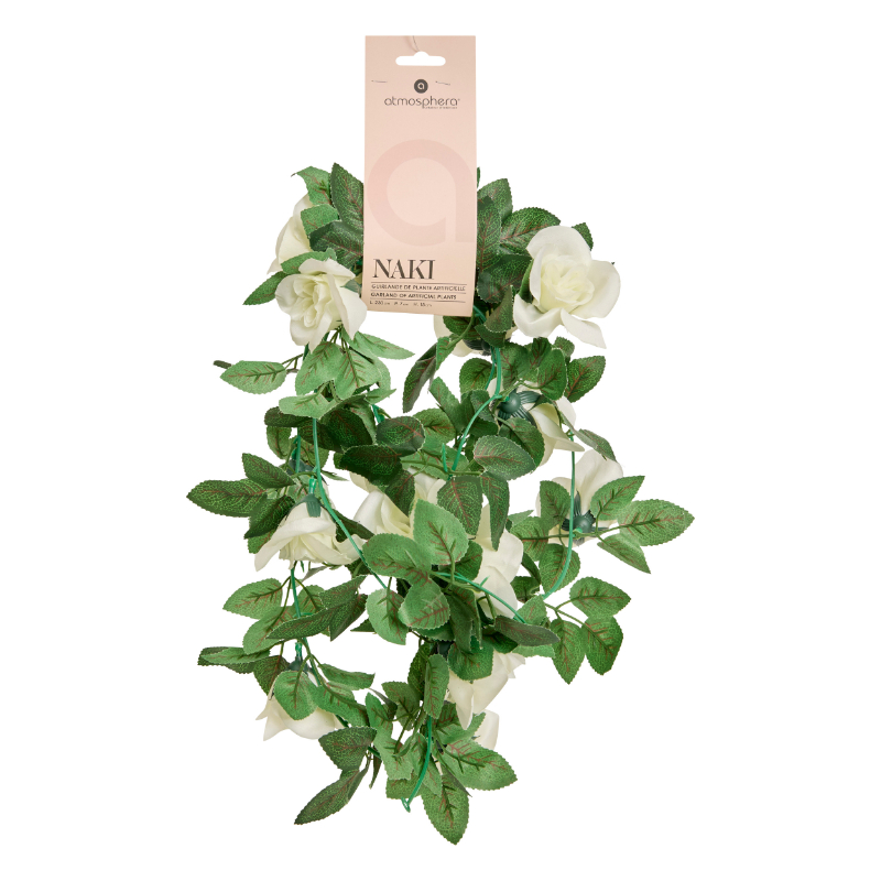 Atmosphera artificial rose garland 230cm - white, , medium-null