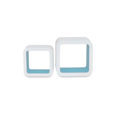 Deco system cube wall shelf 25x25cm 15mm white with blue, White With Blue, medium