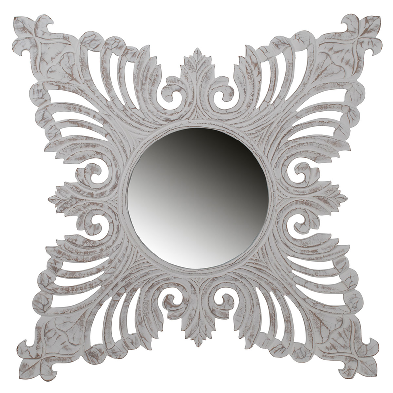 Wooden white mirror 35cm, , medium image number null