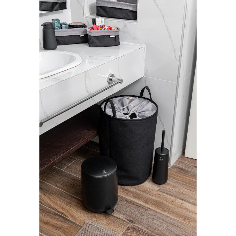 Estia fjord laundry basket fjord round 36x50cm - black, , medium-null