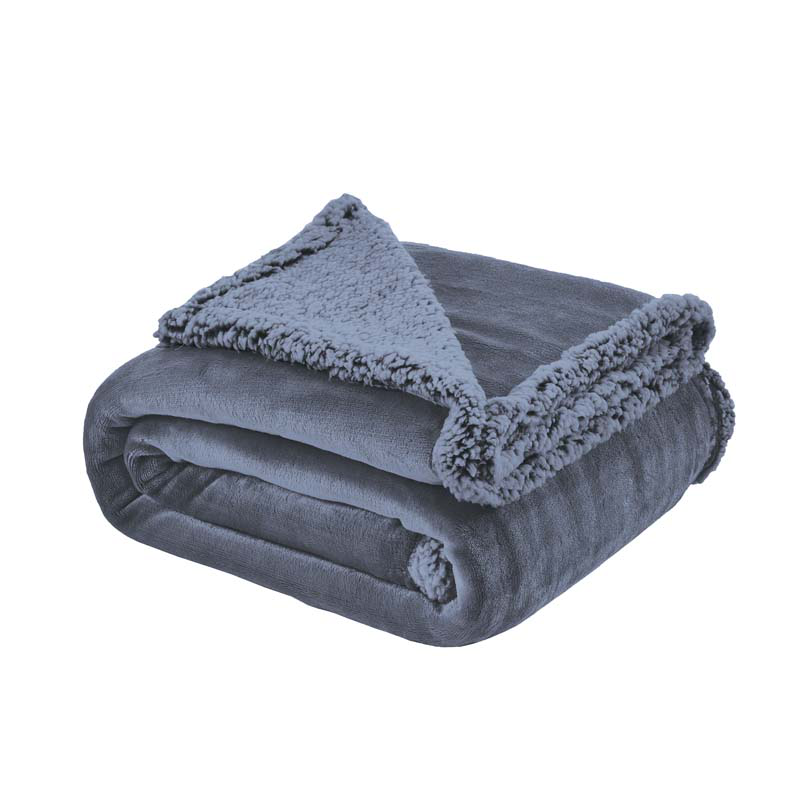 Blanket flannsherpa 200x220cm blue, , medium-null