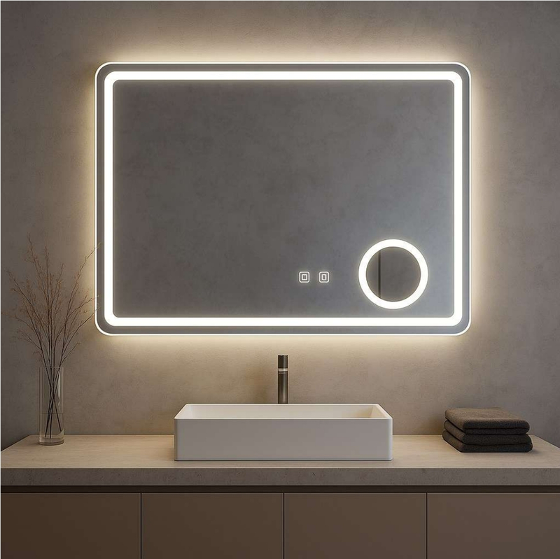 Malmo anti-fog led mirror 60x80cm w/magnifying mirror-null