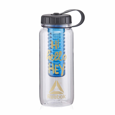 Tritan infuser waterbottle-hi hello hey, Clear, medium