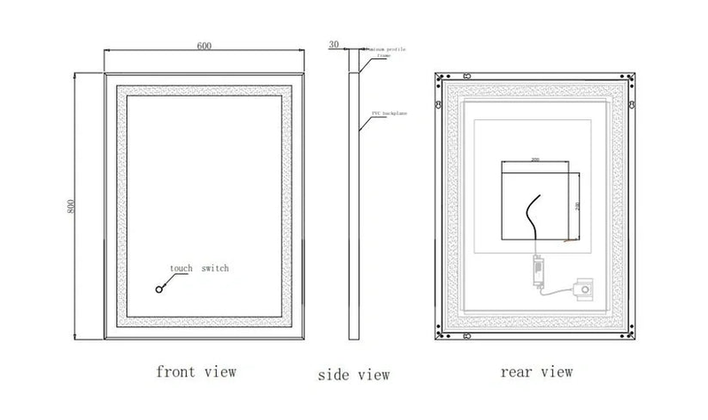 Led mirror with black frame, , medium image number null