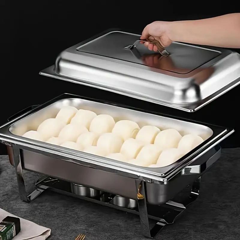 Product image: Μονό ρεσώ απο ανοξείδωτο ατσάλι 9l - μπεν μαρι σερβιρίσματος με καπάκι για χρήση σε μπουφέ!, , medium-null