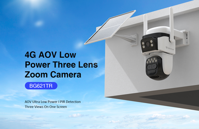 Vstarcam outdoor 4G with solar panel 3mp aov low power three lens dual view 10x zoom camera, , medium