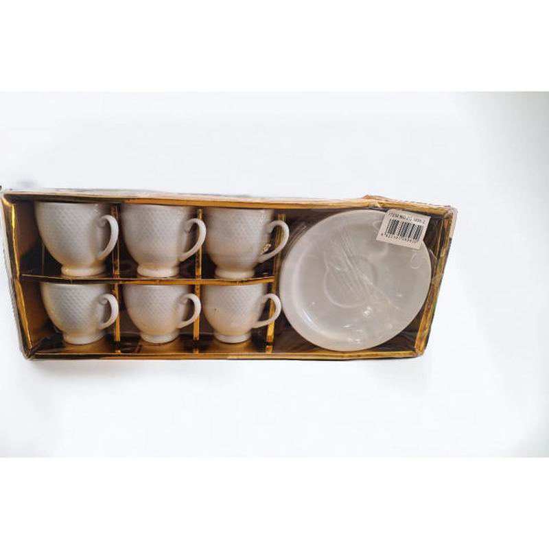 Coffee cups and saucers 6pcs - white, , medium-null