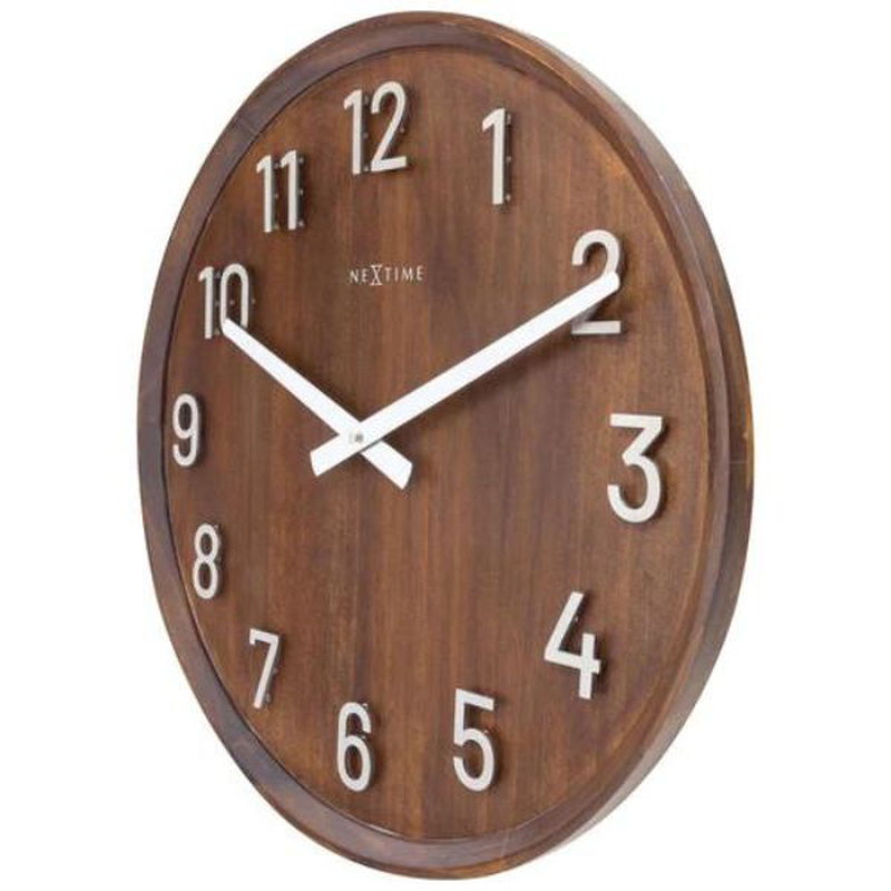 Nextime large wall clock 50cm, silent, wood/metal, "precious", , medium-null