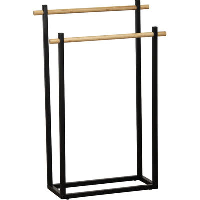 Tendance rectangular metal towel rack - black/bamboo, , medium