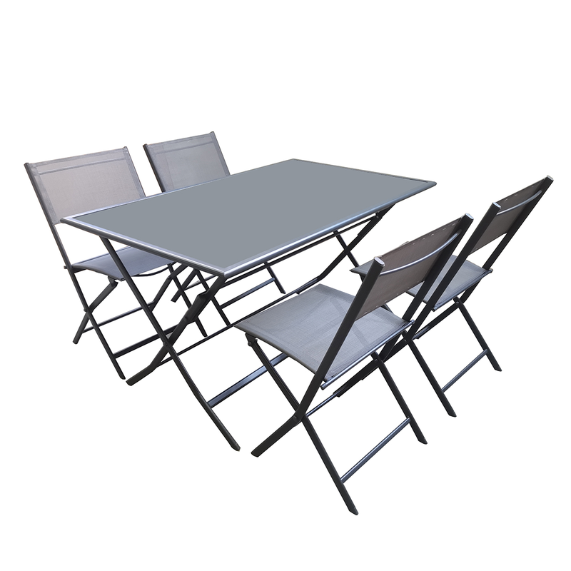 L.h garden porch set glass table with 4 chairs gray, , medium image number null