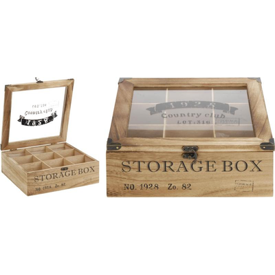 Wooden tea box with 9 compartments, , medium