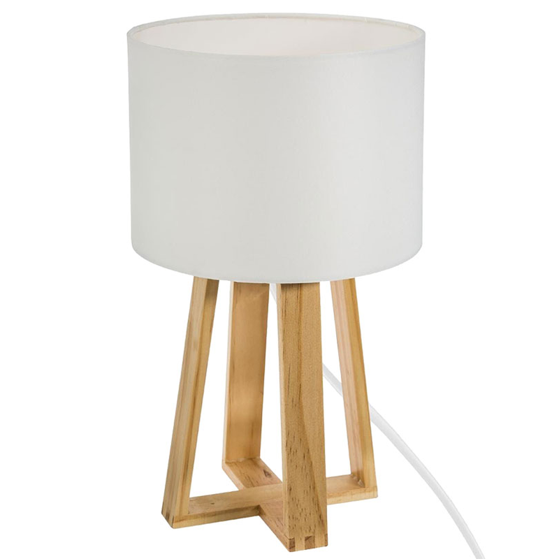 Atmosphera 'molu' 1xe27 (max.25w) table lamp wood white ip20 ø200xh345mm, , medium image number null