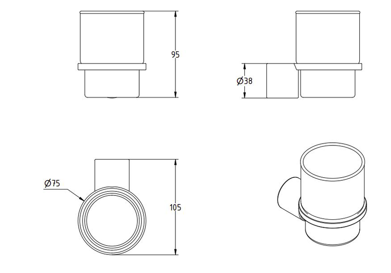 Product image: LAMDA black matte wall mounted tumbler holder, , medium-null