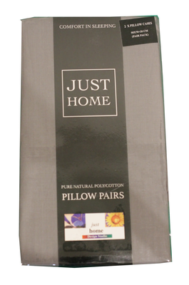 Pillow cases pure natural poly/cotton 50x70cm 2pcs 3 assorted colors, , medium