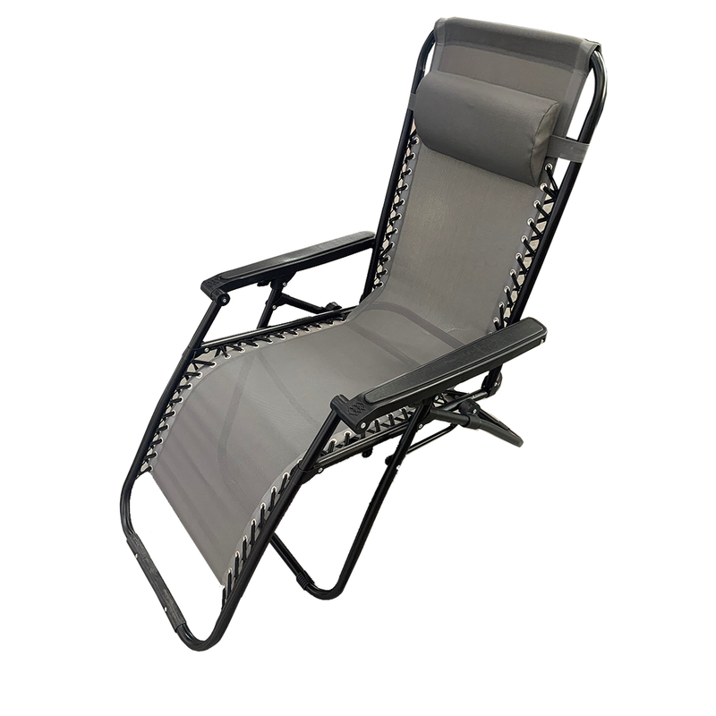L.h garden deck chair foldable metallic black-null
