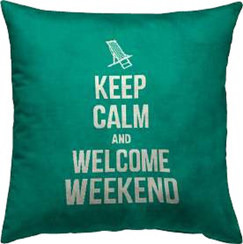 Decorative keep calm and welcome weekend throw pillow-null