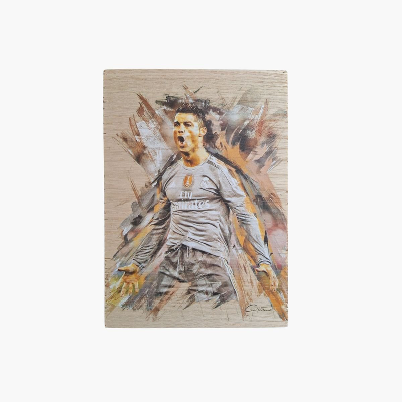 Ronaldo splash art print on wood, , medium-null