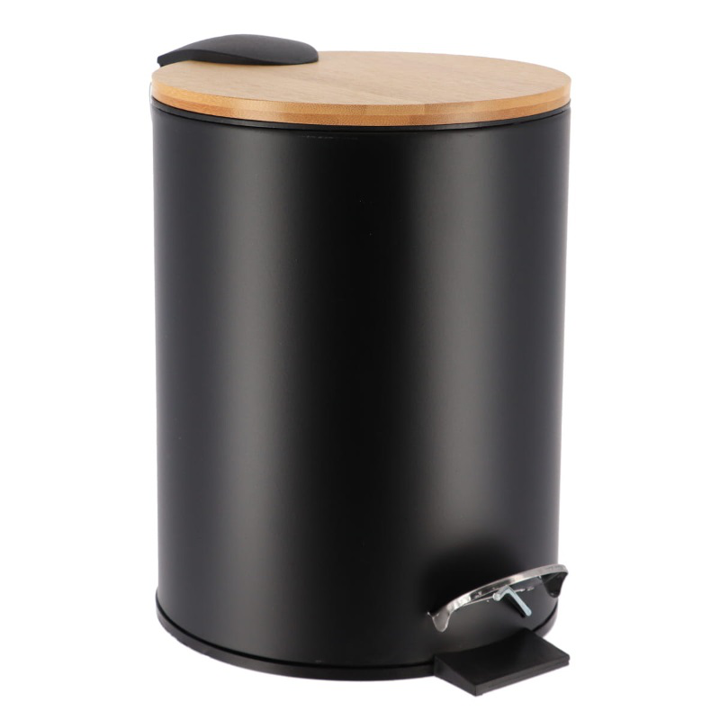 Tendance metal bin - black/bamboo, , medium-null