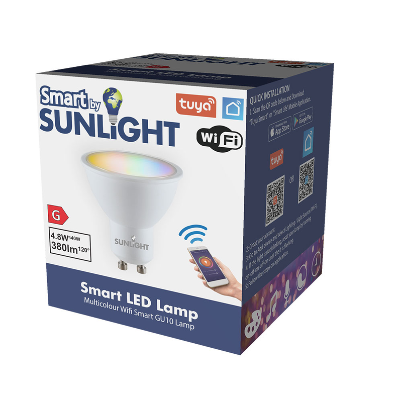 Sunlight led 4.8w smart lamp gu10 380lm rgb+cct Wi-Fi tuya app, , medium image number null