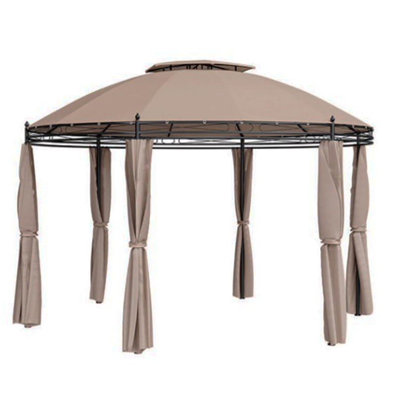 L.h garden gazebo with double roof &phi;3.5m light brown-null