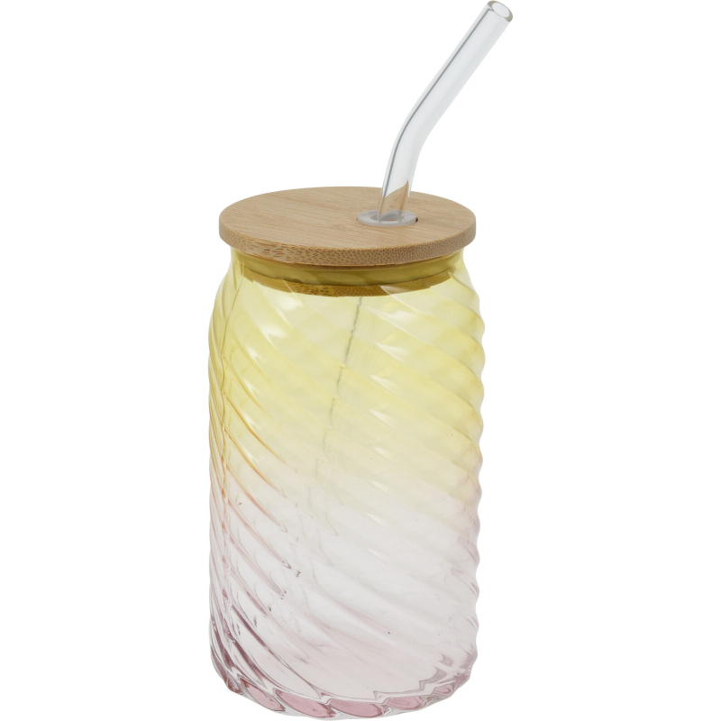 Drinking glass with straw 450ml, , medium-null