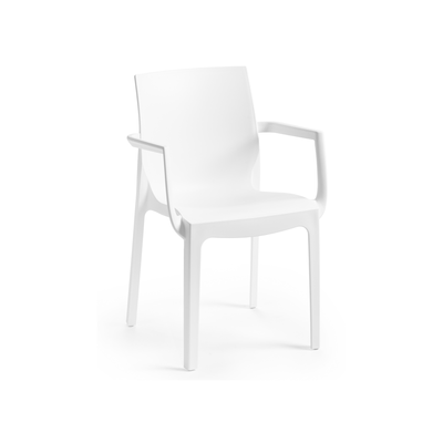 Emma white plastic armchair, White, medium