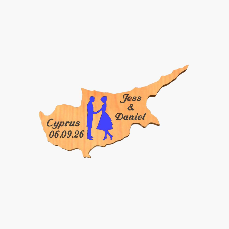 Custom wedding cyprus cut-out with dancing couple silhouette - pink-null