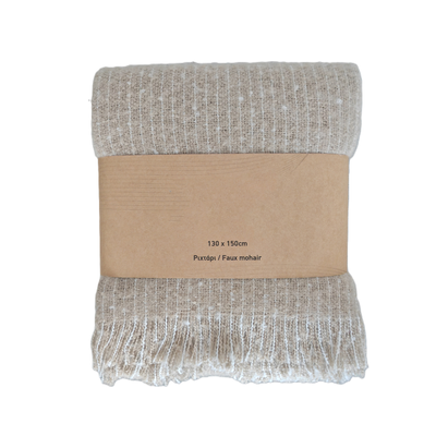 Faux mohair throw 130x150cm - khaki, , medium