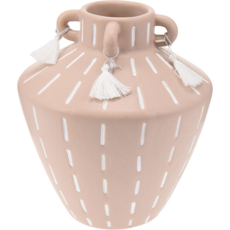 Vase with tassel 15.5x15.5x17cm - assorted colors, , medium-null