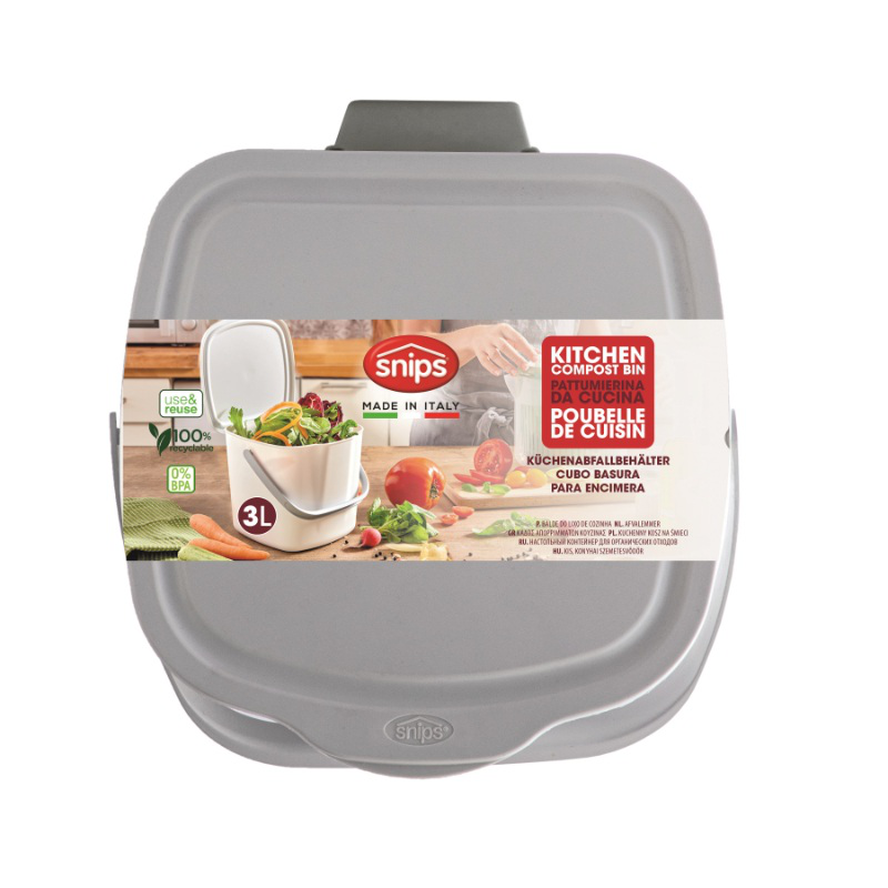 Snips επιτραπεζιος καδος κουζινας 3l - γκρι, , medium-null