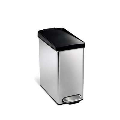 Simplehuman profile pedal bin brushed steel with black plastic lid 10l, , medium