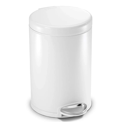 4.5l mini round pedal bin white stainless steel, , medium