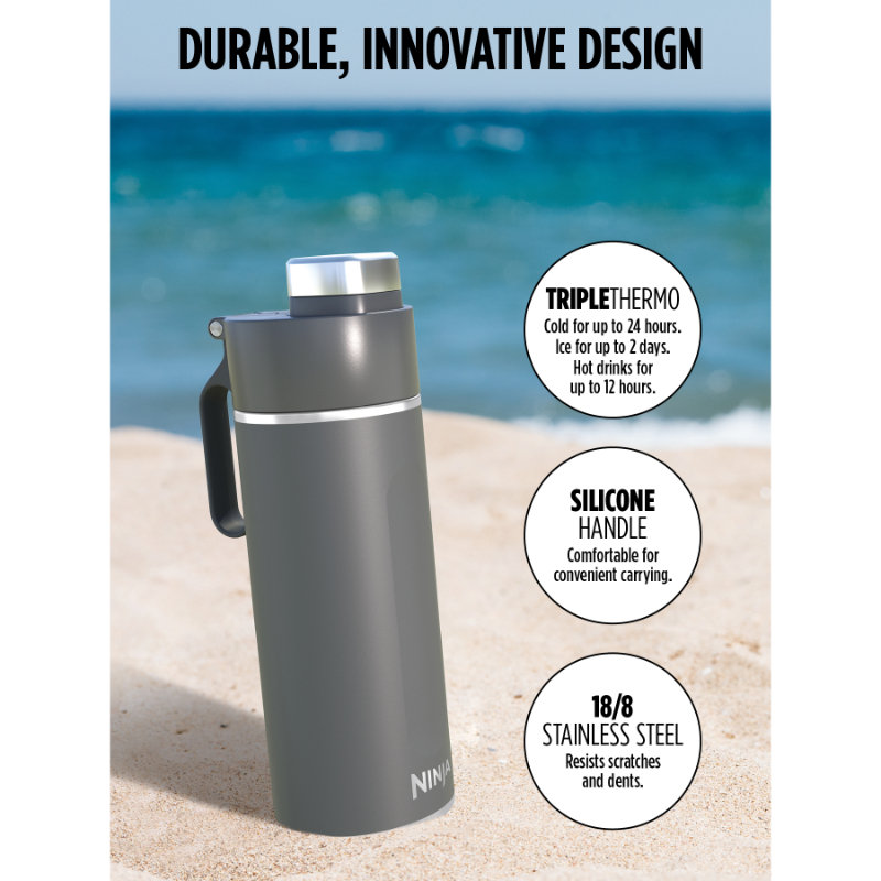 Product image: Ninja thirsti travel bottle 700ml - grey, , medium-null