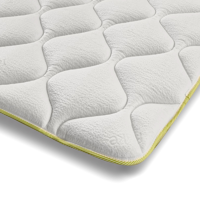 The white stone topper refreshing single with elastics | mattress topper 200 x 200 with cooler technology and orthopedic properties | height 4 cm | breathable and antibacterial fabric, White, medium