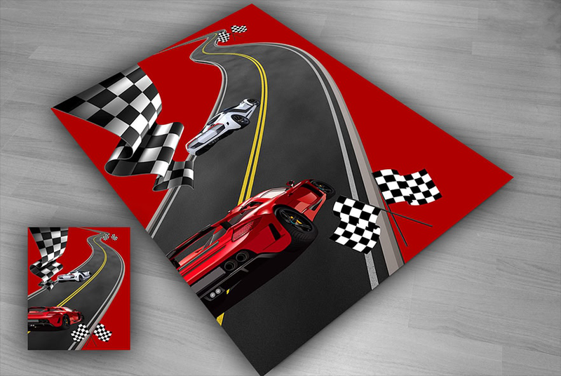 Red sport car kids carpet, , medium-null