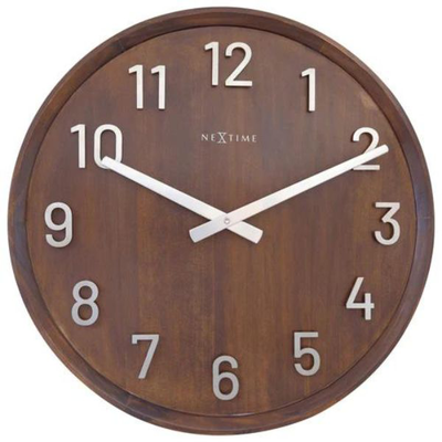 Nextime large wall clock 50cm, silent, wood/metal, "precious", , medium