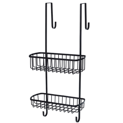 Bisk shelf-basket for bathroom accessories double black, , medium