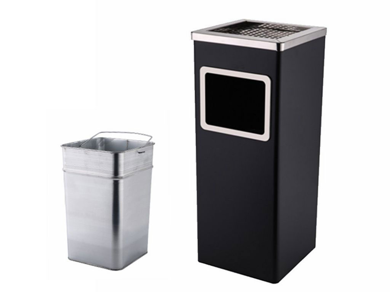Homestar square metal ash bin 24x24x62cm, , medium-null