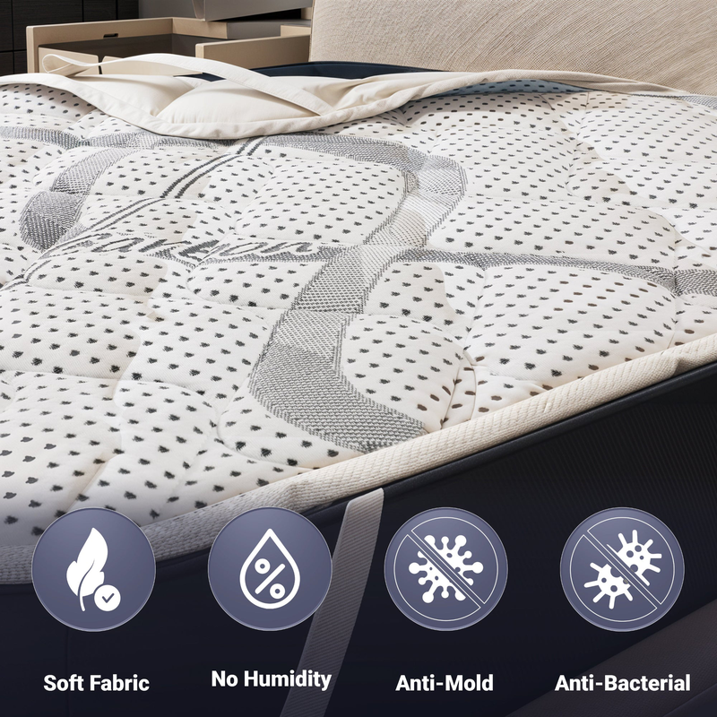 The white stone topper 130 x 190 cm | mattress topper with ergonomic properties | soft cotton padding | height 5 cm | breathable, hypoallergenic and anti-dust mite fabric-null