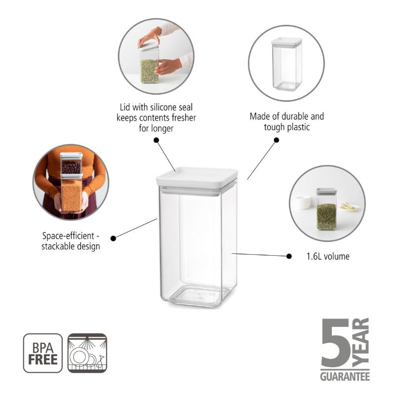 Brabantia tasty τετραγωνο κουτι αποθηκευσης 1.6l - anoixto γκρι, , medium image number null
