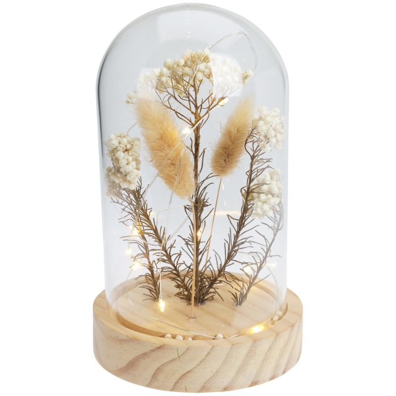 Decorative dome with dry flowers 17cm - assorted designs, , medium image number null