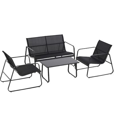 L.h garden lounge 4 pieces metallic black, Black, medium