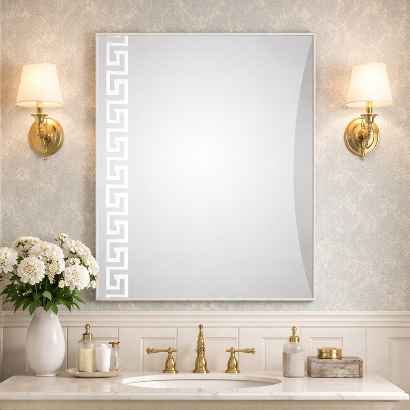 Inter ceramic mirror with meander design r60 60x55cm, , medium-null