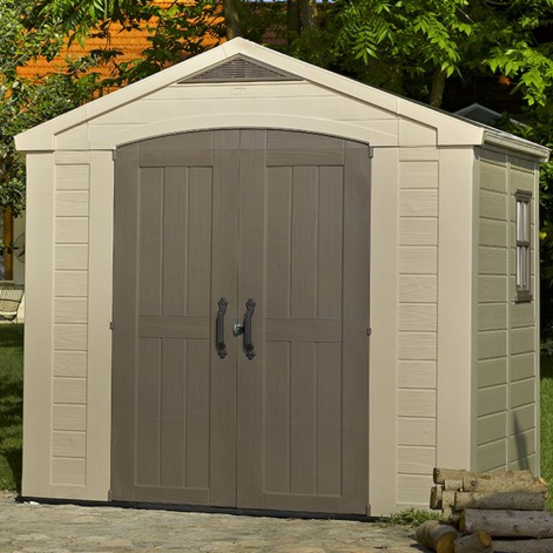 Product image: Keter factor 8x6ft πλαστική αποθήκη κήπου 182 x 256,6 x 243 cm με διπλές πόρτες, παράθυρο, δάπεδο & φεγγίτη, , medium-null